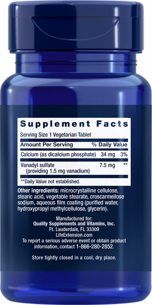 Vanadyl Sulfate 7.5 mg, 100 vegetarian tablets #213