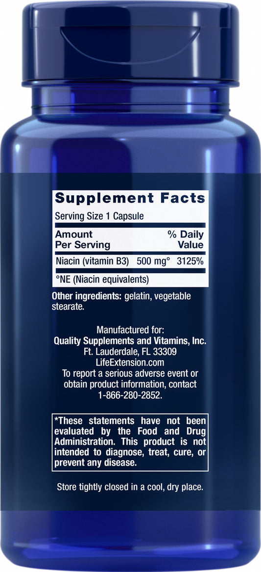 Vitamin B3 Niacin 500 mg, 100 capsules #372