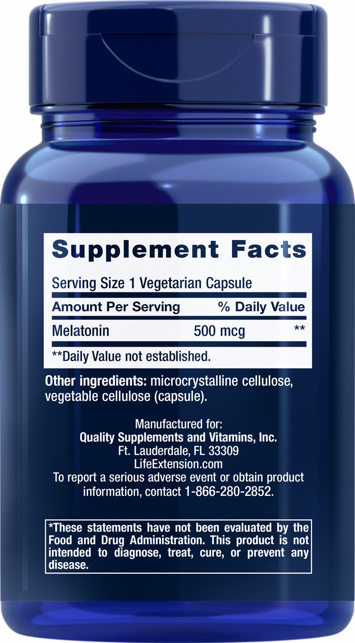 Melatonin 500 mcg, 200 vegetarian capsules #1083