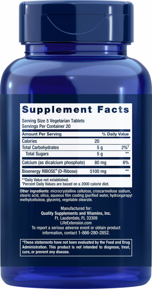 D Ribose Tablets 100 vegetarian tablets #1473