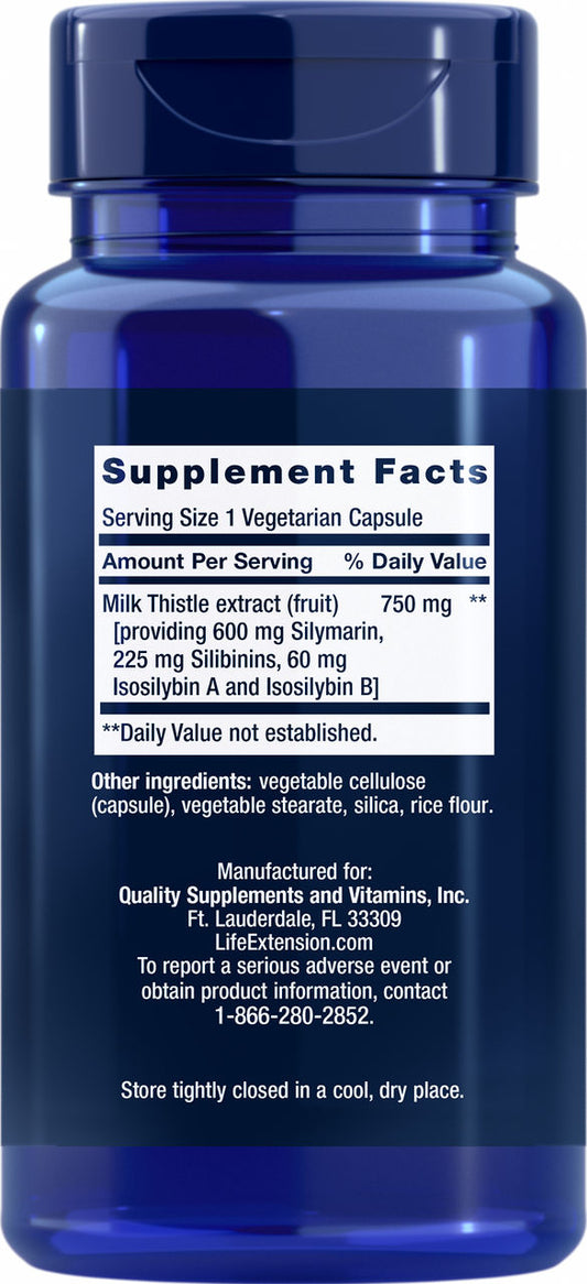 Milk Thistle (Silymarin Silibinins Isosilybin A & B) 60 vegetarian capsules #1522