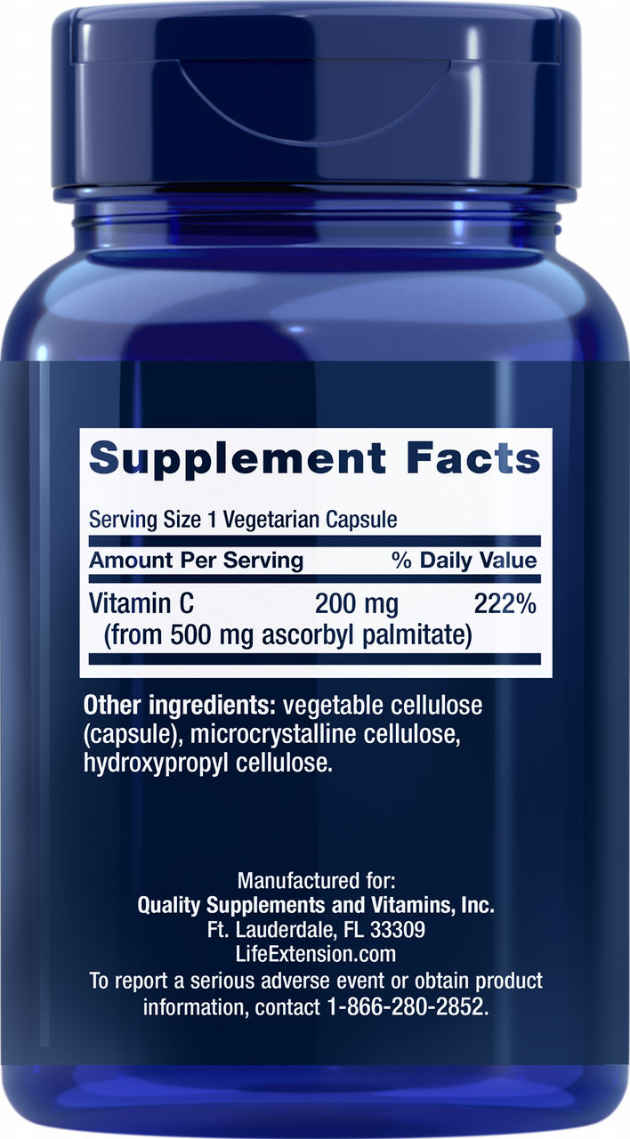 Ascorbyl Palmitate 500 mg, 100 vegetarian capsules #1533