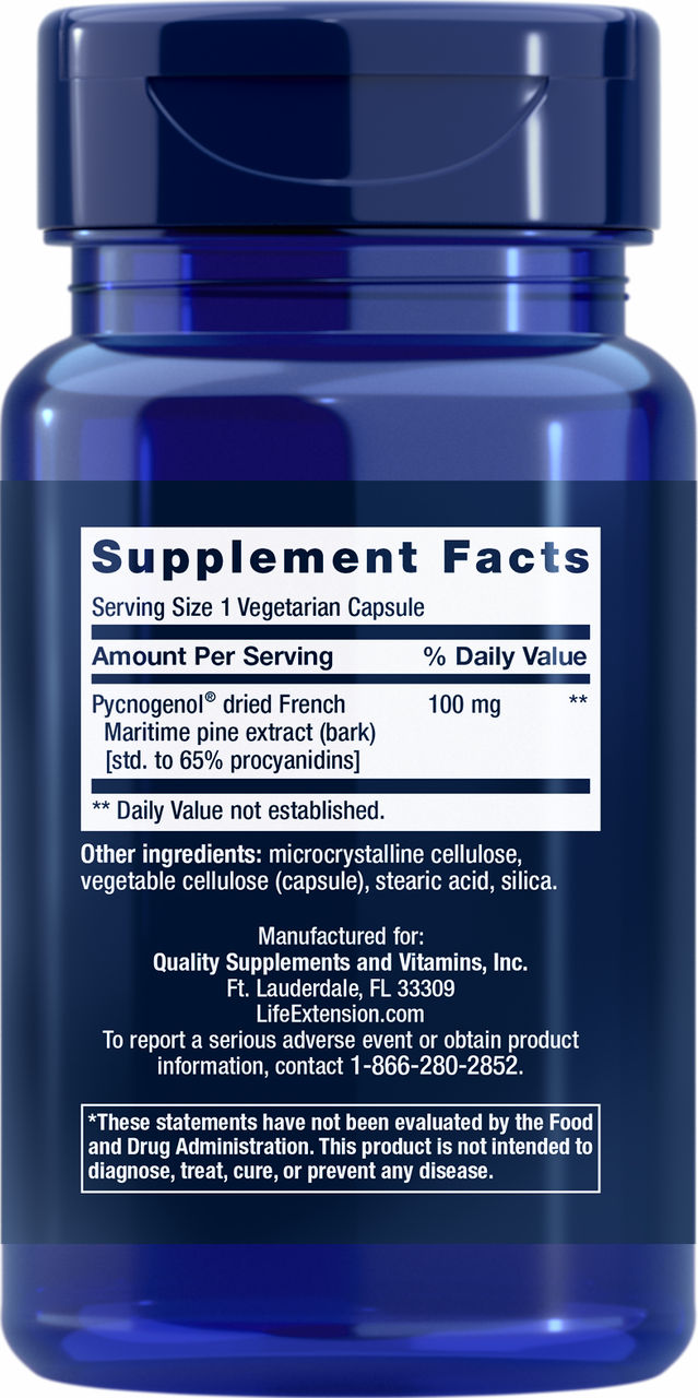 Pycnogenol® French Maritime Pine Bark Extract 100 mg, 60 vegetarian capsules #1637