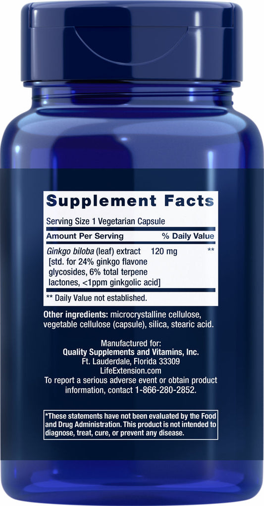 Ginkgo Biloba Certified Extract™ 120 mg, 365 vegetarian capsules #1658