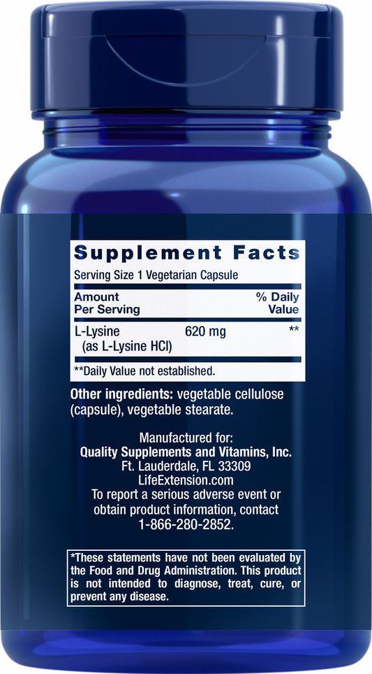 L Lysine 620 mg, 100 vegetarian capsules #1678