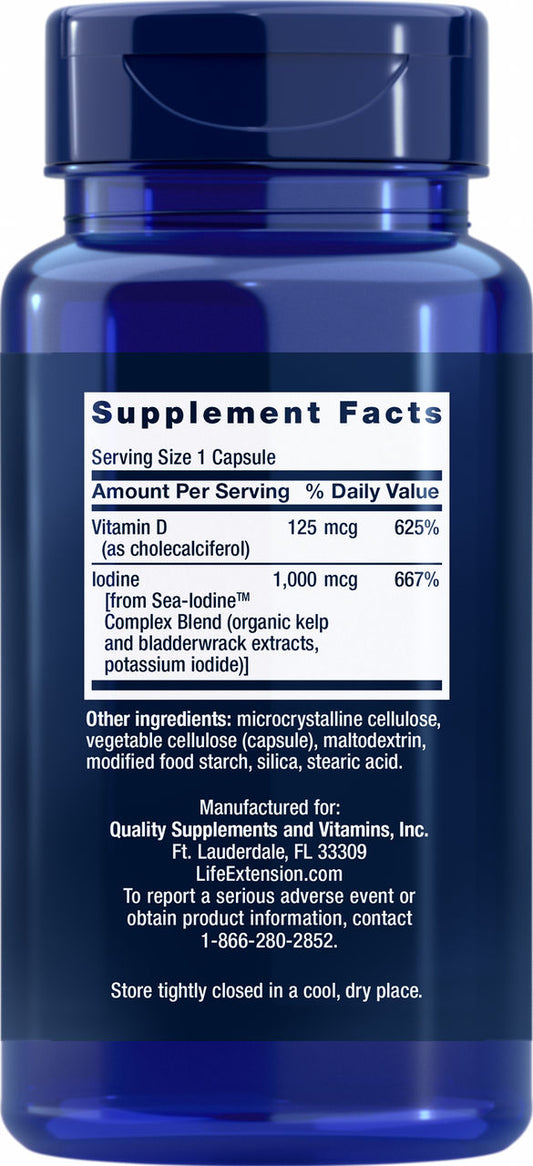Vitamin D3 with Sea-Iodine™ 125 mcg (5000 IU), 60 capsules #1758