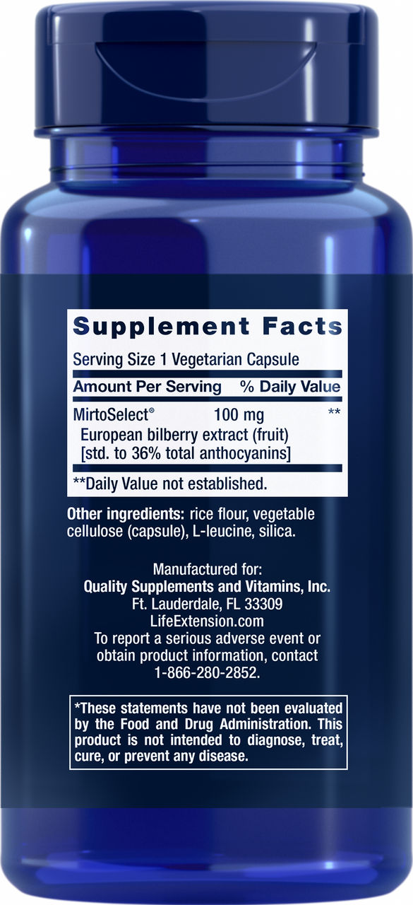Standardized European Bilberry Extract 100 mg, 90 vegetarian capsules #1873
