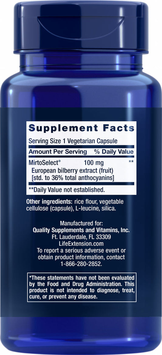 Standardized European Bilberry Extract 100 mg, 90 vegetarian capsules #1873