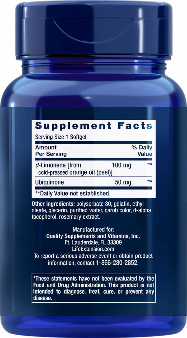 Super Absorbable CoQ10 (Ubiquinone) with d-Limonene 50 mg, 60 softgels #1949