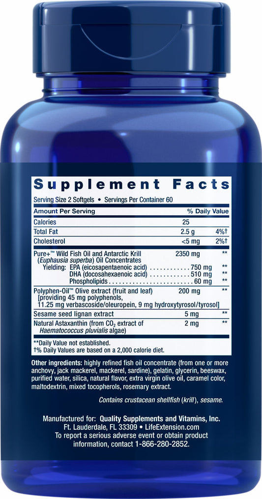 Super Omega-3 Plus EPA/DHA Fish Oil, Sesame Lignans, Olive Extract, Krill & Astaxanthin 120 softgels #1988