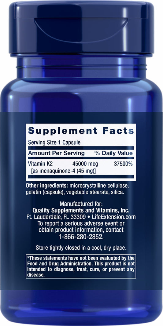 Mega Vitamin K2 High Potency for Strong Bones 45000 mcg (45 mg), 30 capsules #2417