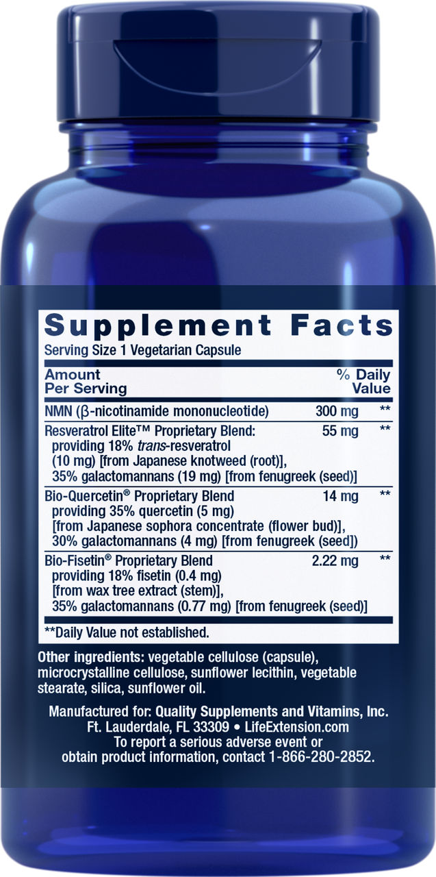 Optimized NAD+ NMN with Resveratrol Elite Nicotinamide Mononucleotide 30 vegetarian capsules #2556