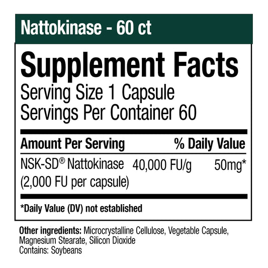 Nattokinase - 60 Vegetable Capsules (In-stock & Only Available Through Phone Order)