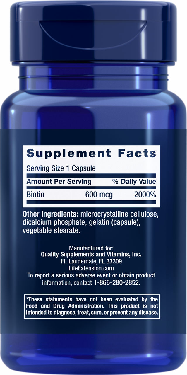 Biotin 600 mcg, 100 capsules #102
