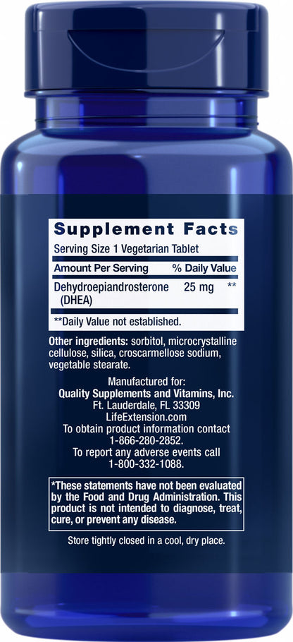 DHEA 25 mg, 100 dissolve-in-mouth tablets #607