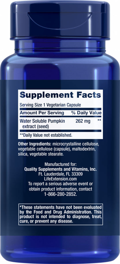Water-Soluble Pumpkin Seed Extract 60 vegetarian capsules #1209
