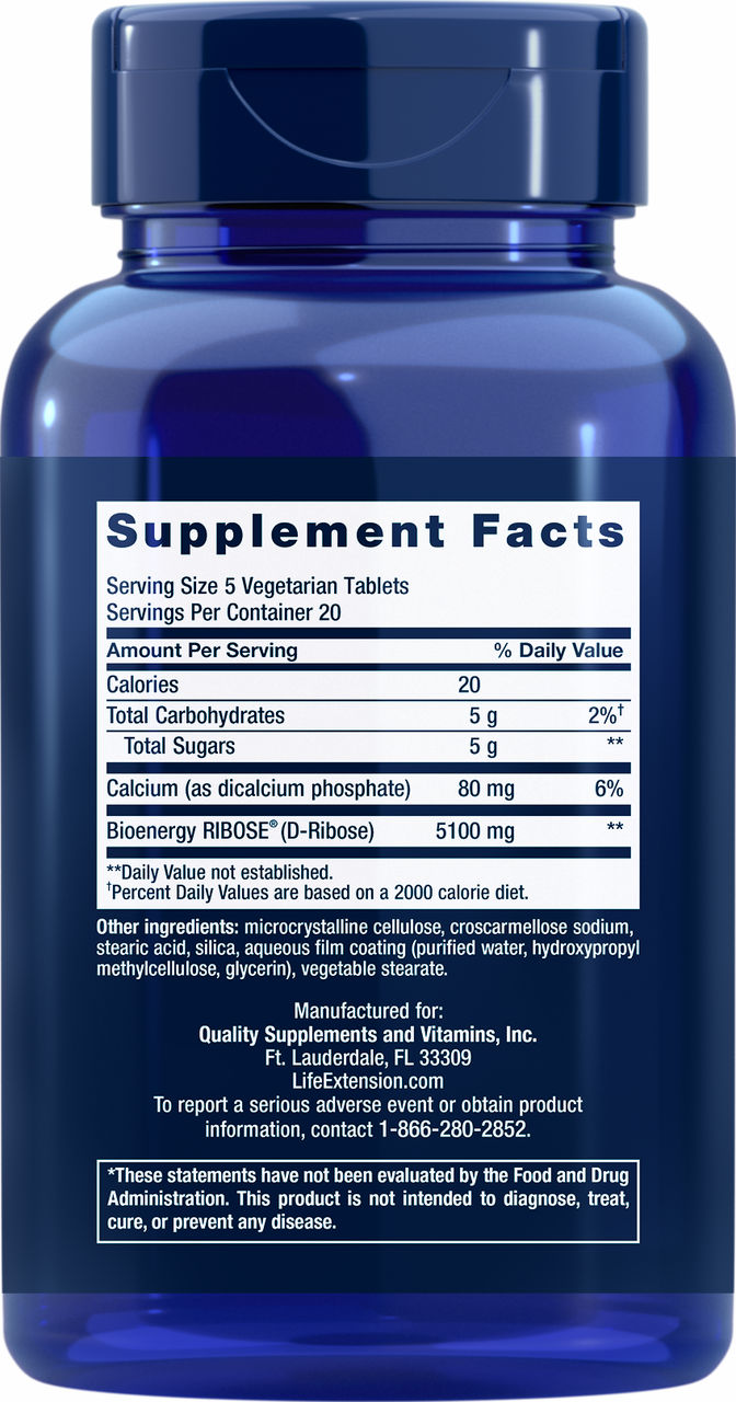D Ribose Tablets 100 vegetarian tablets #1473