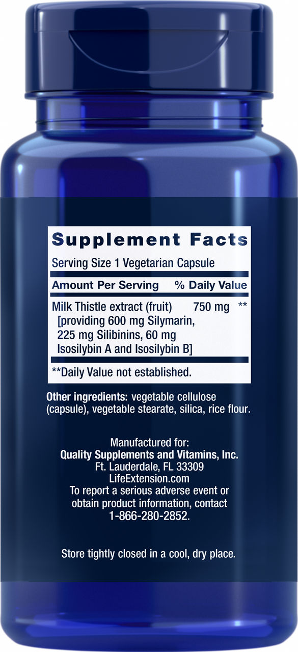 Milk Thistle (Silymarin Silibinins Isosilybin A & B) 60 vegetarian capsules #1522