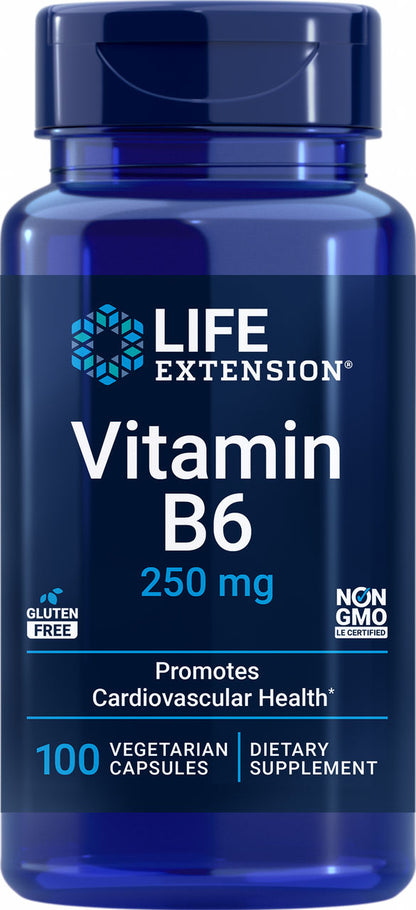 Vitamin B6 250 mg, 100 vegetarian capsules #1535