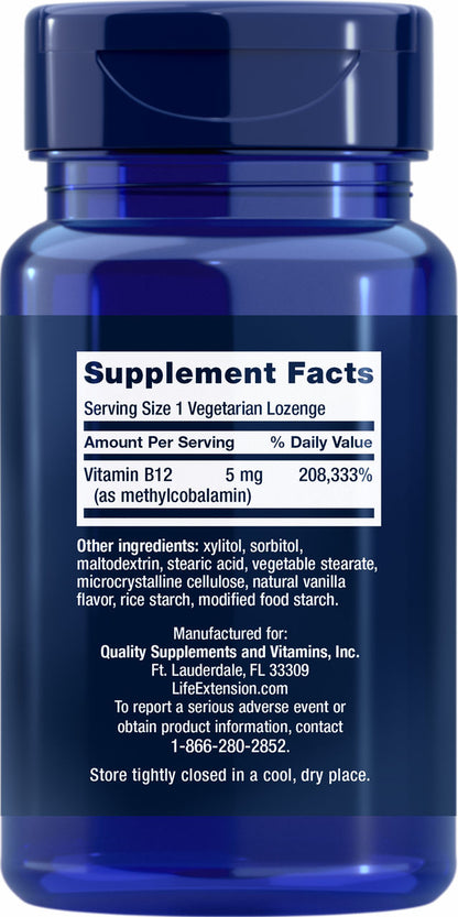 Vitamin B12 Methylcobalamin 5 mg, 60 vegetarian lozenges #1537