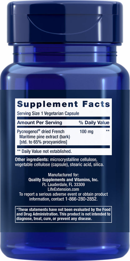 Pycnogenol® French Maritime Pine Bark Extract 100 mg, 60 vegetarian capsules #1637
