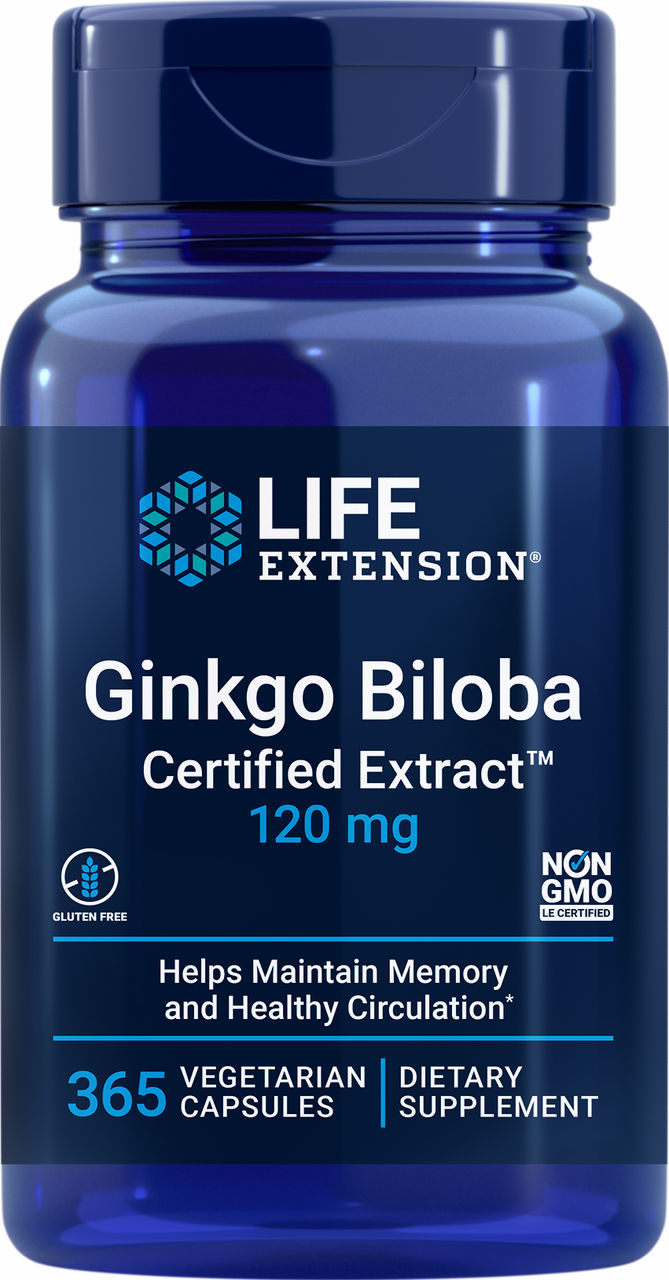 Ginkgo Biloba Certified Extract™ 120 mg, 365 vegetarian capsules #1658