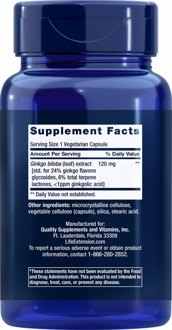 Ginkgo Biloba Certified Extract™ 120 mg, 365 vegetarian capsules #1658