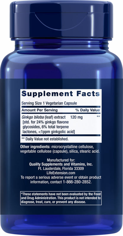 Ginkgo Biloba Certified Extract™ 120 mg, 365 vegetarian capsules #1658