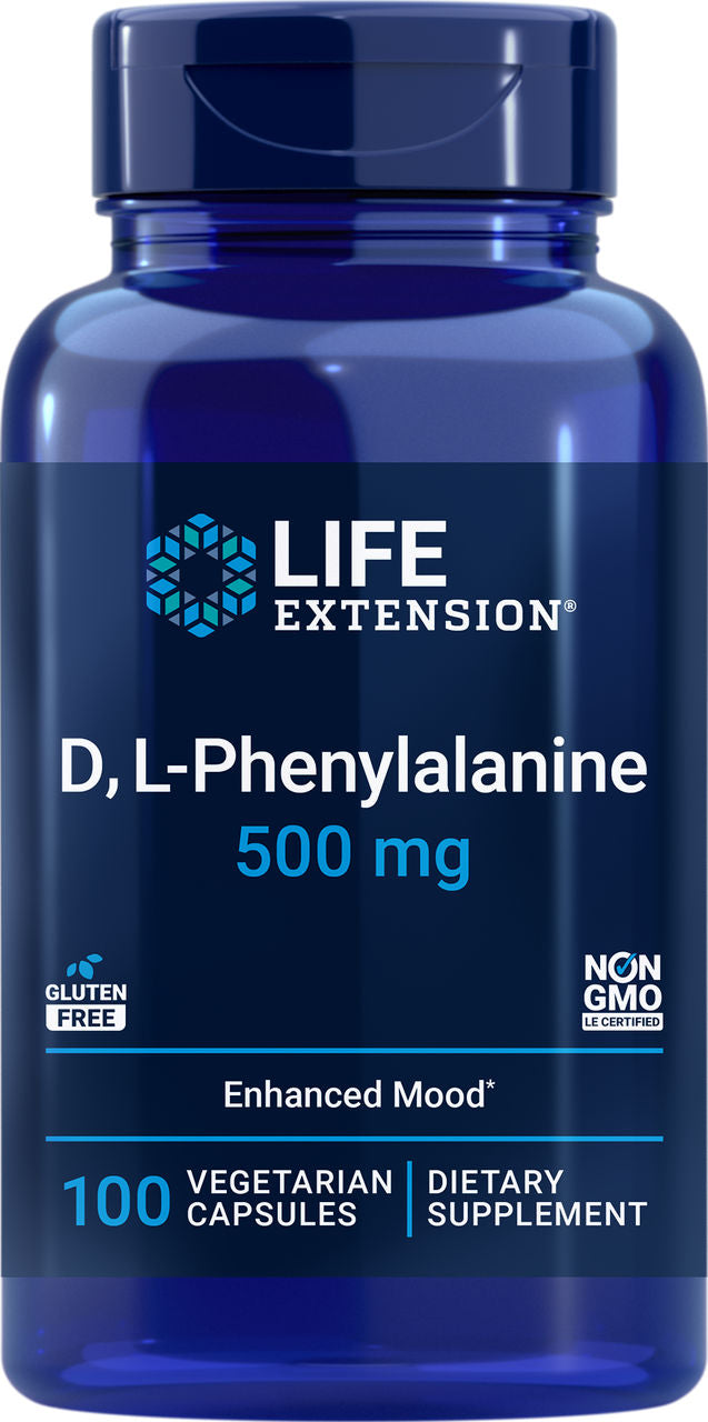 D, L Phenylalanine Capsules 500 mg, 100 vegetarian capsules #1671