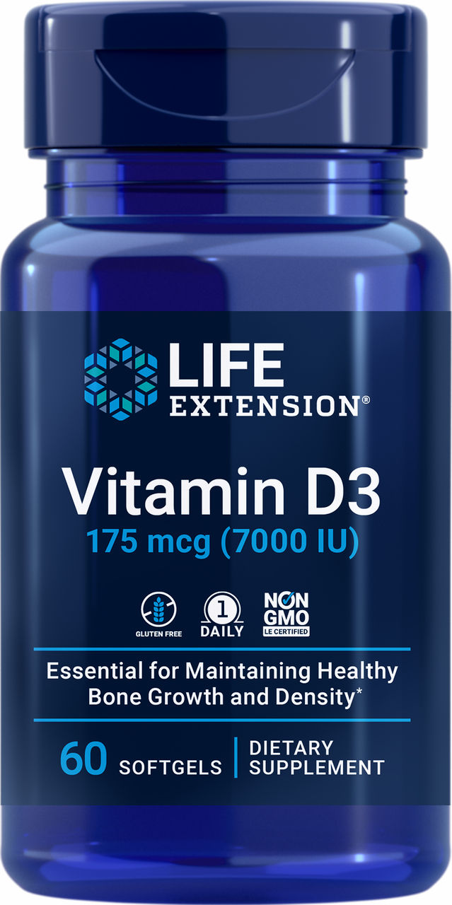 Vitamin D3 175 mcg (7000 IU), 60 softgels #1718