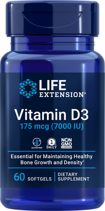 Vitamin D3 175 mcg (7000 IU), 60 softgels #1718