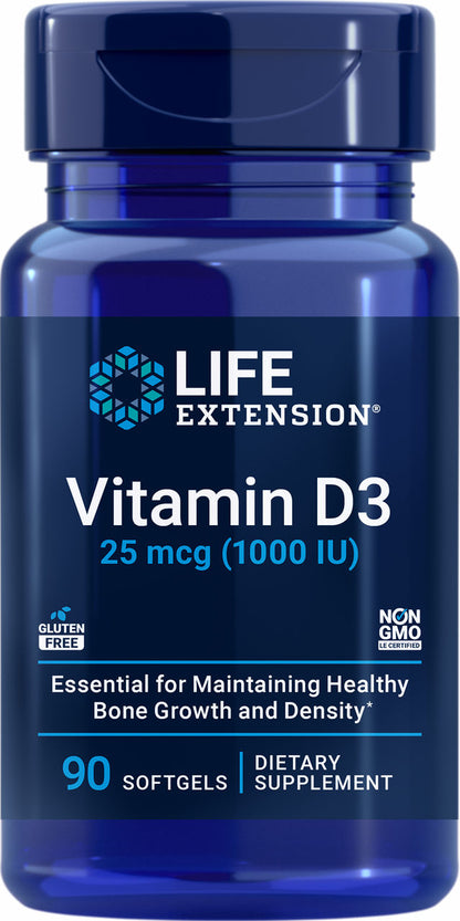 Vitamin D3 25 mcg (1000 IU), 90 softgels #1753