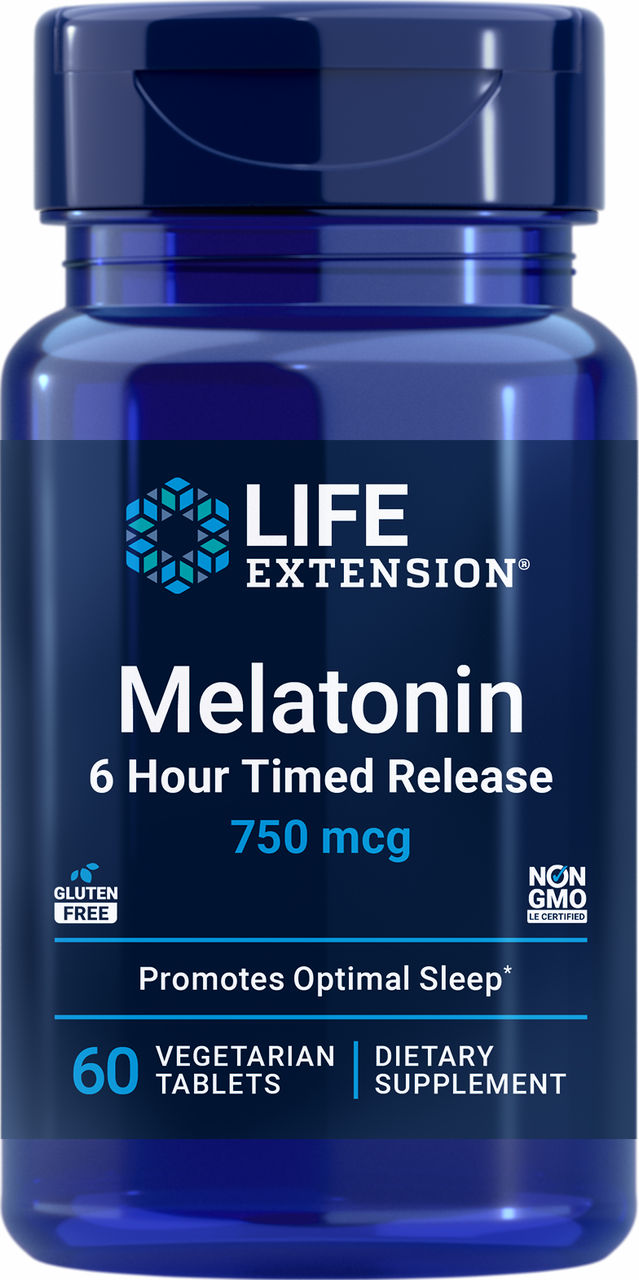 Melatonin 6 Hour Timed Release 750 mcg, 60 vegetarian tablets #1788