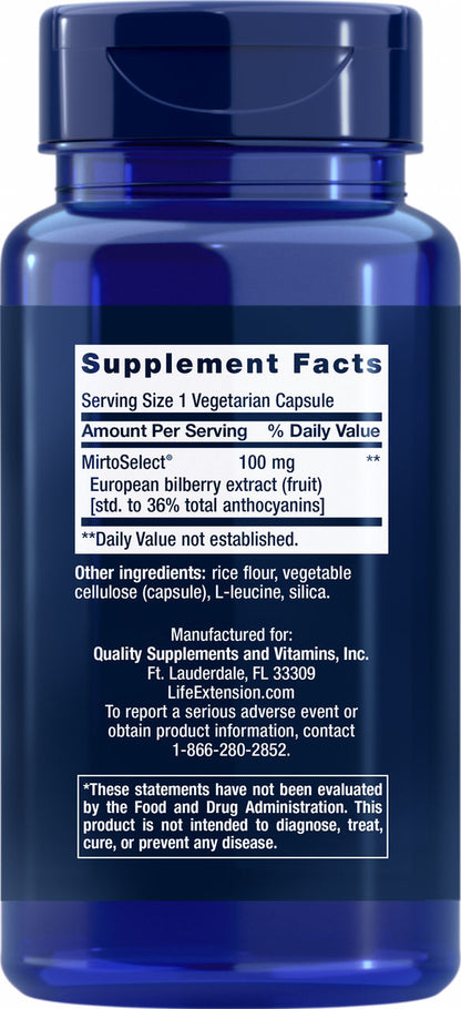 Standardized European Bilberry Extract 100 mg, 90 vegetarian capsules #1873