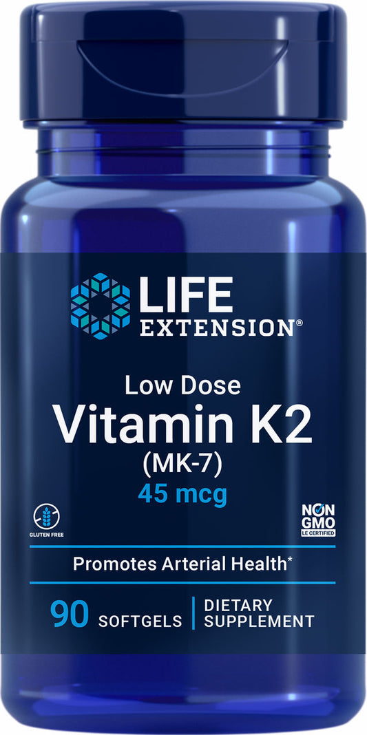 Low Dose Vitamin K2 MK-7 45 mcg, 90 softgels #1936