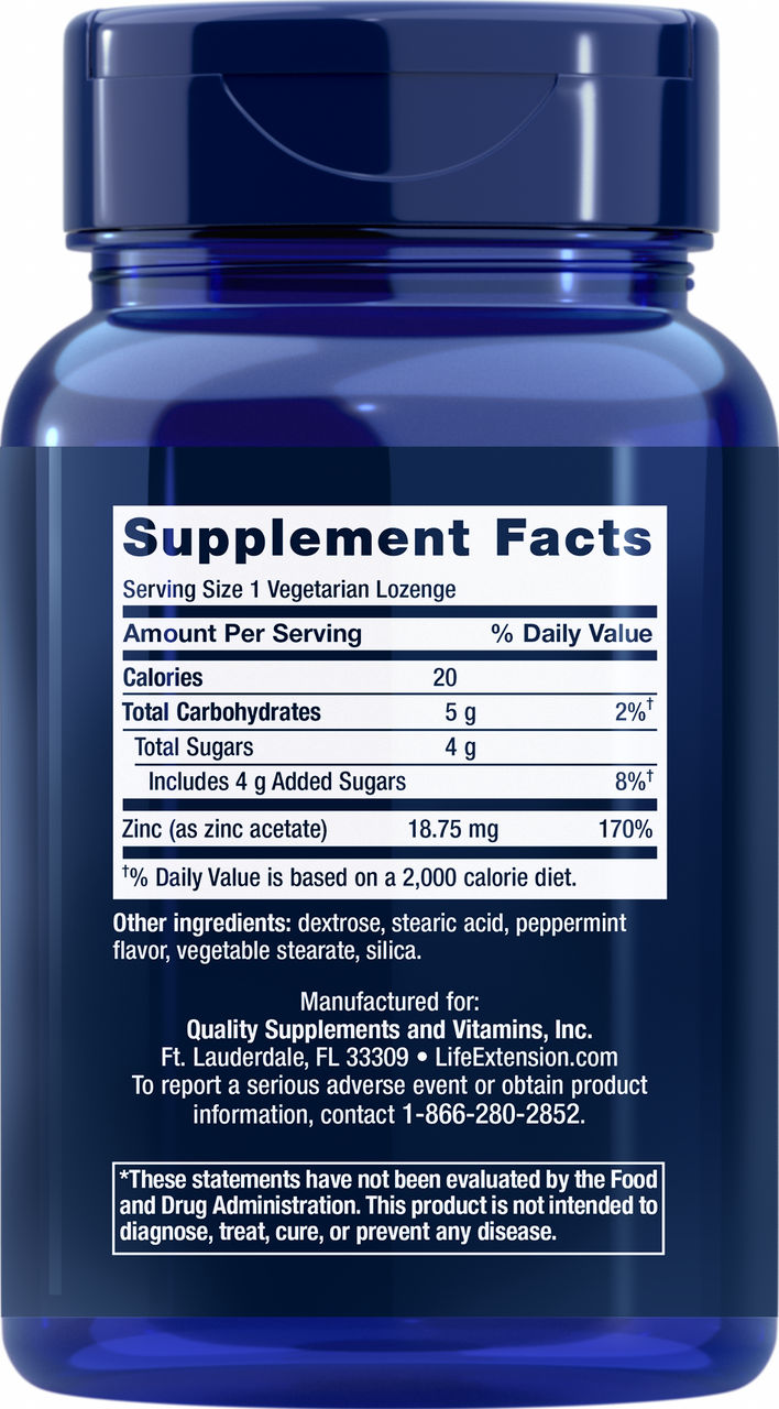 Enhanced Zinc Lozenges (Peppermint) 30 vegetarian lozenges #1961