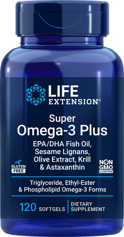 Super Omega-3 Plus EPA/DHA Fish Oil, Sesame Lignans, Olive Extract, Krill & Astaxanthin 120 softgels #1988