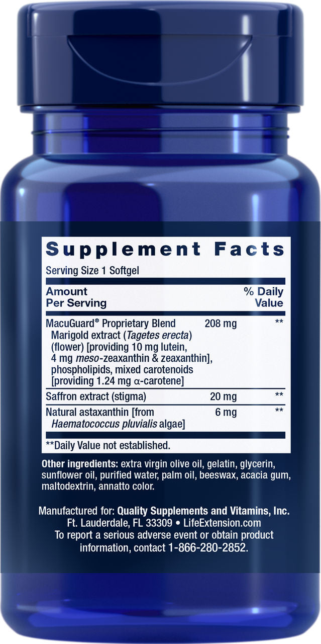 MacuGuard® Ocular Support with Saffron & Astaxanthin 60 softgels #1993