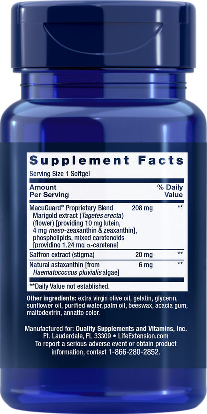 MacuGuard® Ocular Support with Saffron & Astaxanthin 60 softgels #1993