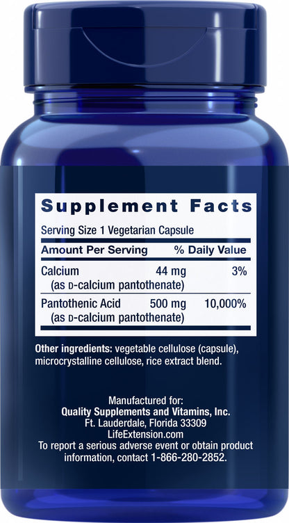 Pantothenic Acid Vitamin B-5 500 mg, 100 vegetarian capsules #2028