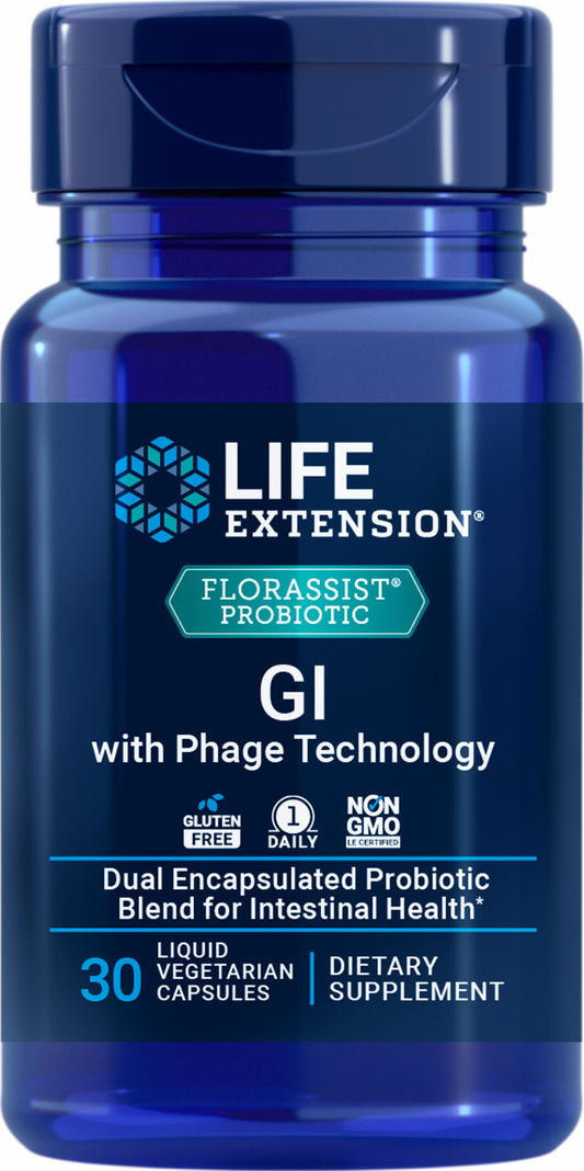 FLORASSIST® GI with Phage Technology 30 liquid vegetarian capsules #2125
