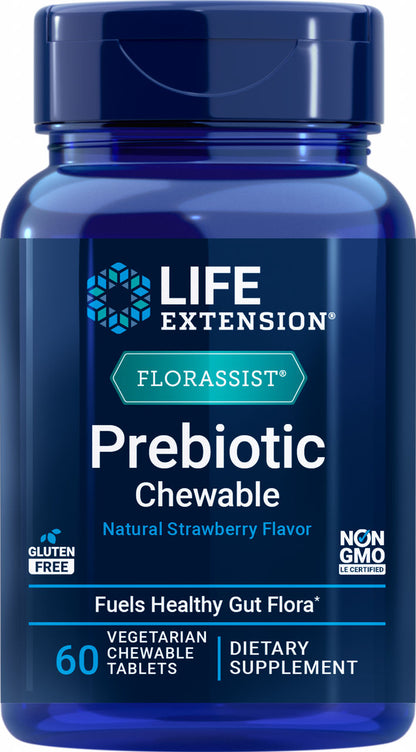 FLORASSIST® Prebiotic Chewable (Strawberry) 60 vegetarian chewable tablets #2203