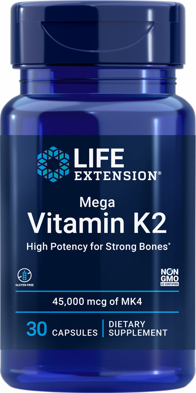Mega Vitamin K2 High Potency for Strong Bones 45000 mcg (45 mg), 30 capsules #2417