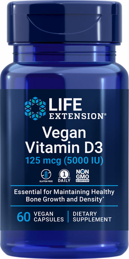 VEGAN Vitamin D3 125 mcg (5000 IU), 60 vegan capsules #2422