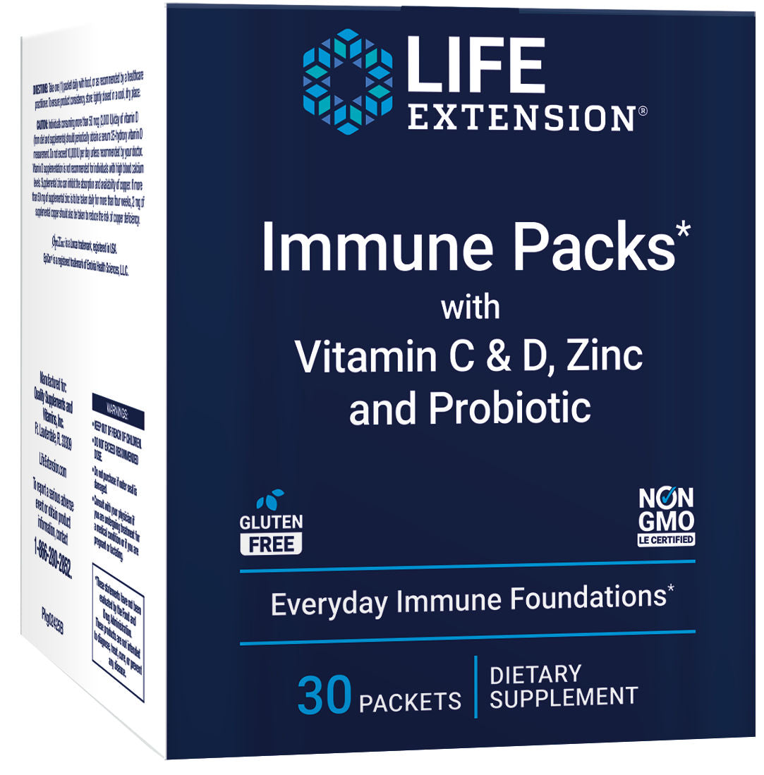 Immune Packs with Vitamin C & D, Zinc and Probiotic 30 packets #2425