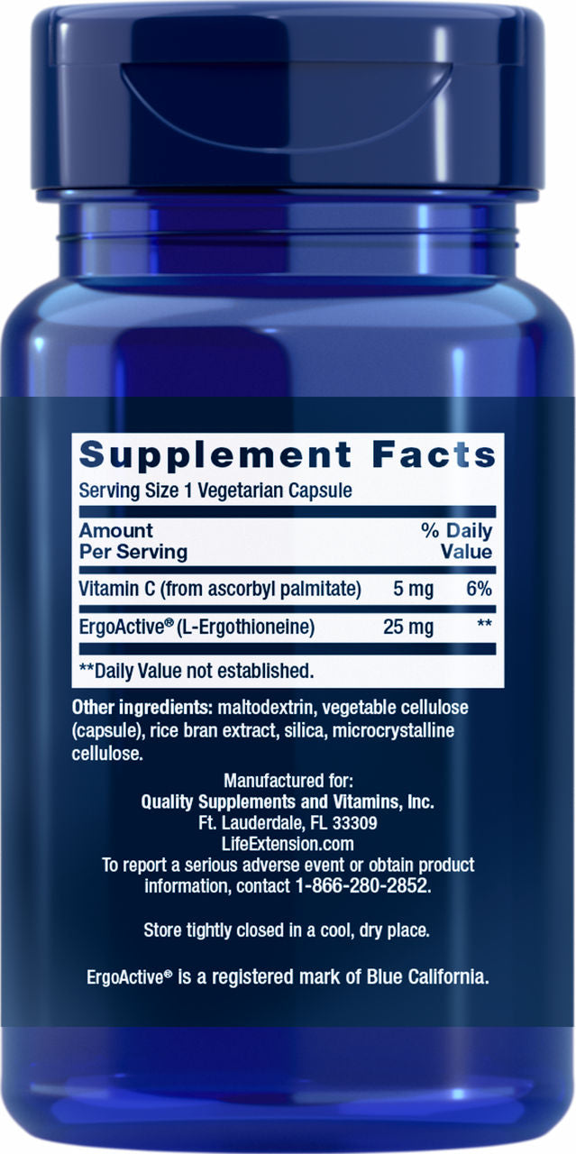 Mega L-Ergothioneine 25 mg 30 vegetarian capsules #2540