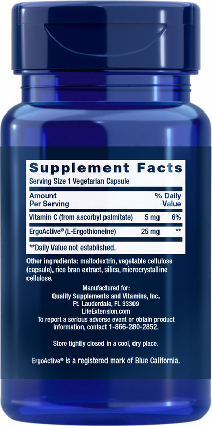 Mega L-Ergothioneine 25 mg 30 vegetarian capsules #2540