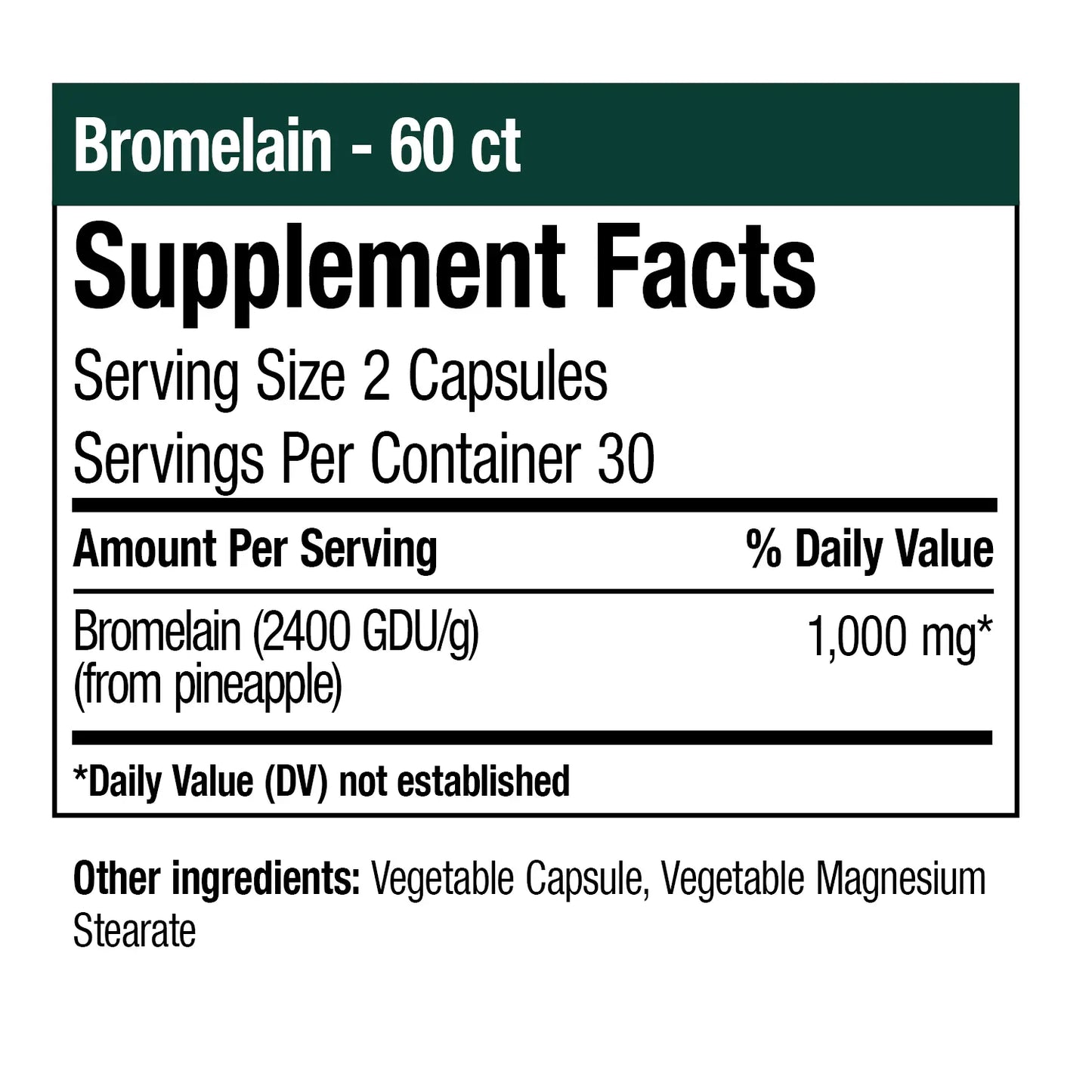 Bromelain - 60 Vegetable Capsules (In-stock & Only Available Through Phone Order)