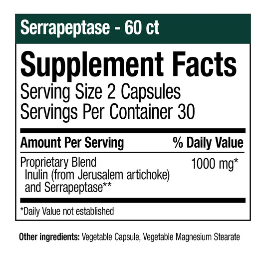 Serrapeptase - 60 Vegetable Capsules (In-stock & Only Available Through Phone Order)